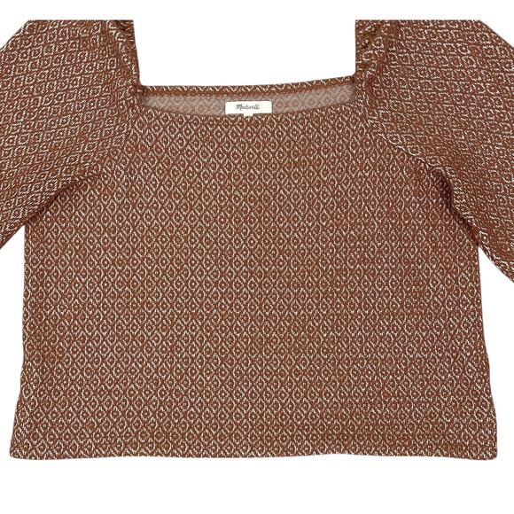 Madewell Jacquard Puff-Sleeve Crop Top Dark Merlot Large Casual Fall Staple - Picture 8 of 13